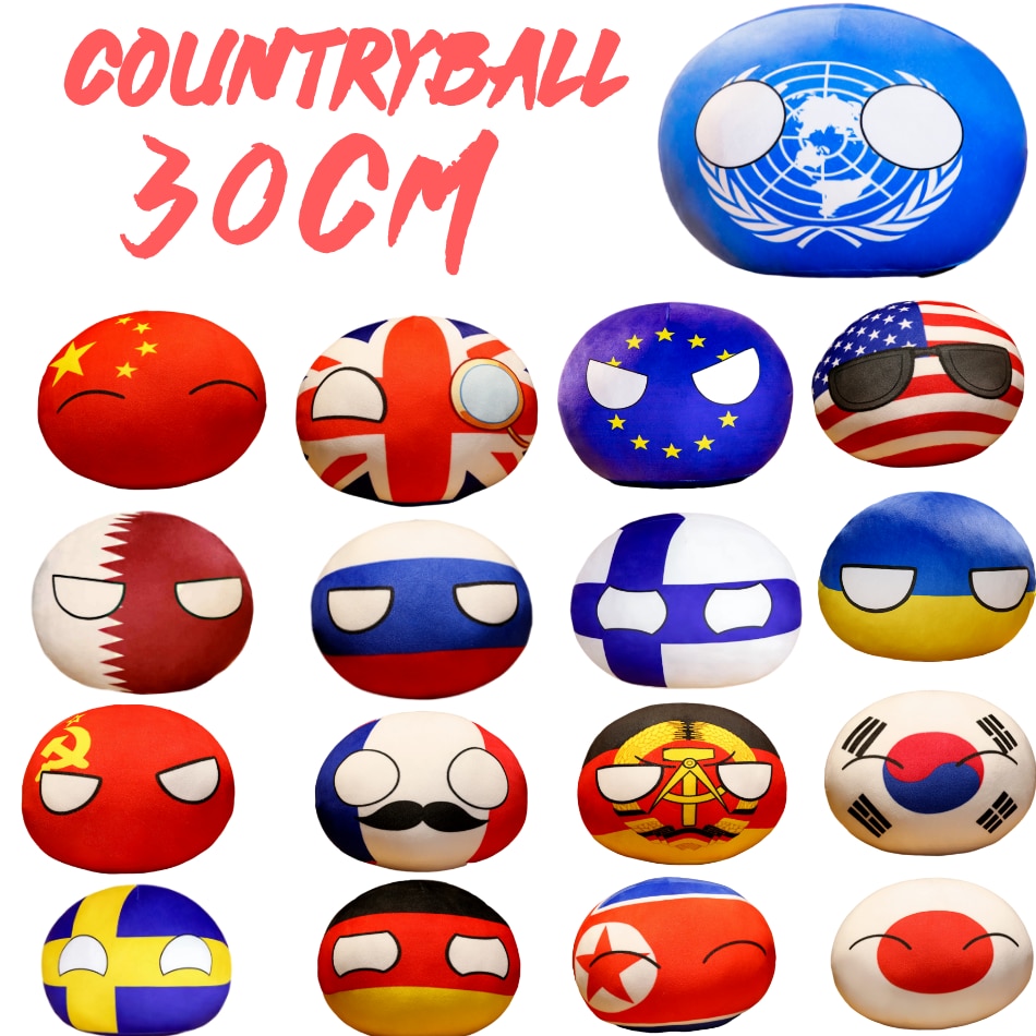 30Cm Countryballs Plush Toys Pendant Russian Country Ball Spain Netherlands Soviet Union United States UK Throw - Countryball Plush