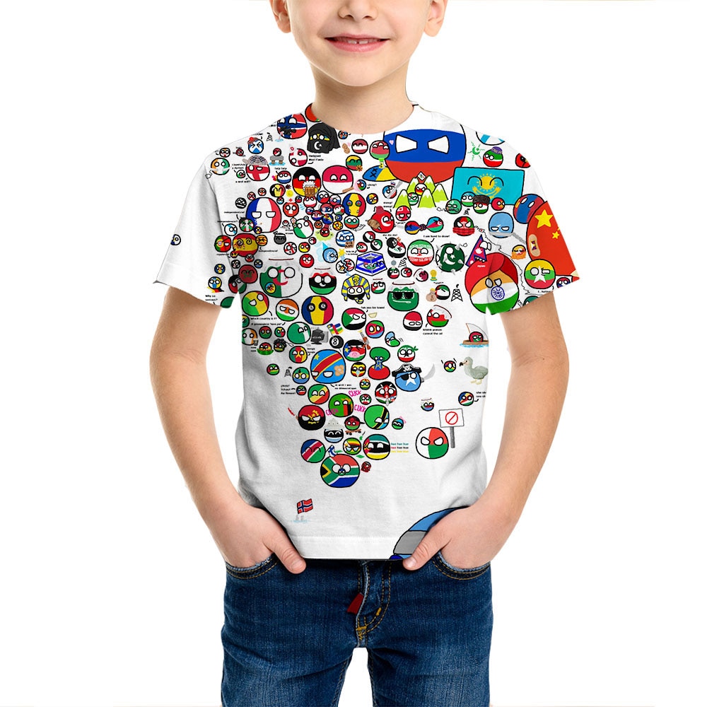 Countryball Polandballs Funny 3D Print Summer Kids T Shirt Casual O Neck T Shirt Oversized Pullover - Countryball Plush