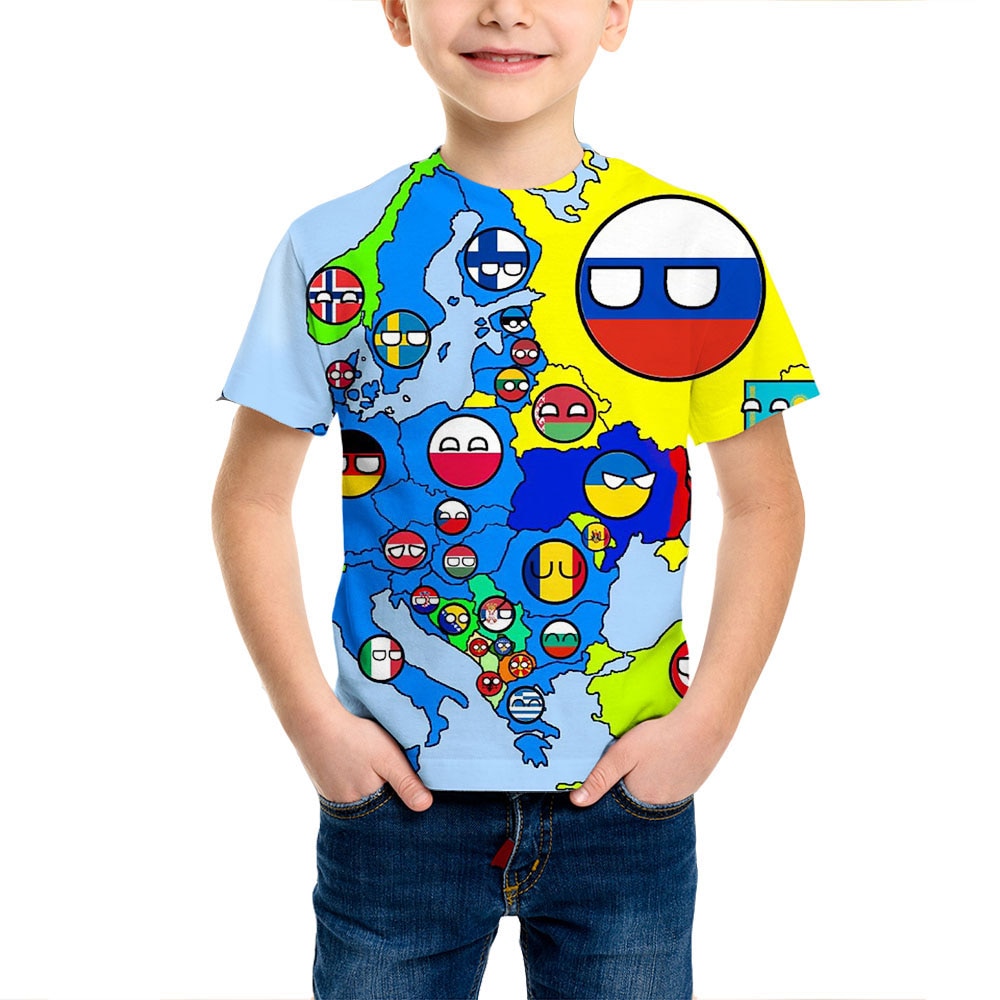 Countryball Polandballs Funny 3D Print Summer Kids T Shirt Oversized Casual O Neck Pullover Harajuku Trend - Countryball Plush
