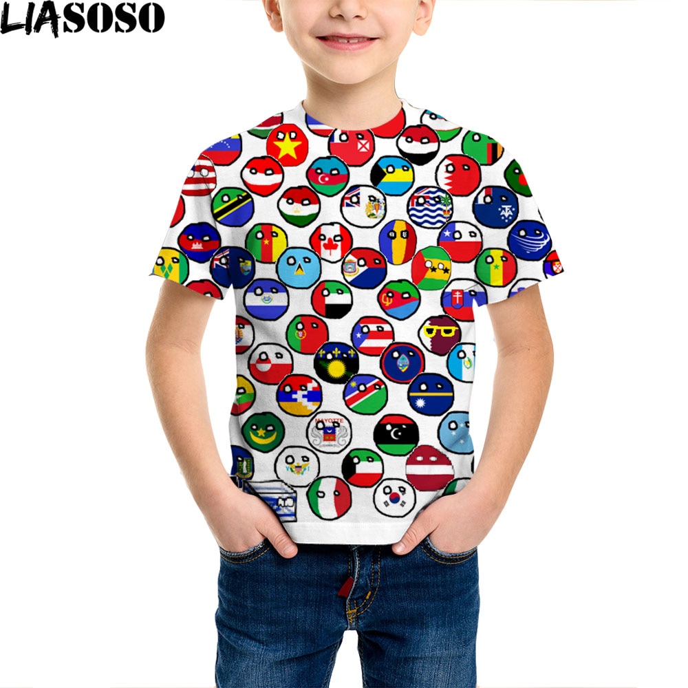 LIASOSO Countryball Polandballs Funny 3D Printed Kids T shirts Daily National Ball Children s Anime Cartoon 1 - Countryball Plush